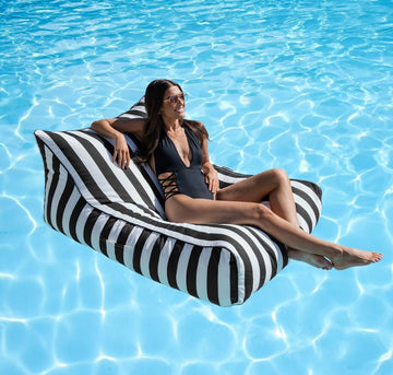 Amalfi Bean Bag Pool Float Black Stripes