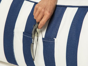 Costa Luxe Bean Bag Lounger Navy Stripes pocket