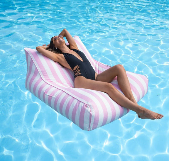 Amalfi Bean Bag Pool Float Pink Stripes