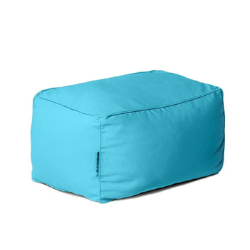Blue bean bag ottoman on a white background
