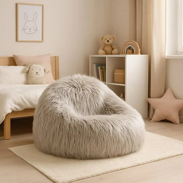Kids Cloud Grey Fur Bean Bag Bean Bags R Us