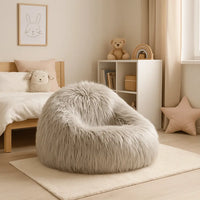 Kids Cloud Grey Fur Bean Bag Cover - Bean Bags R Us