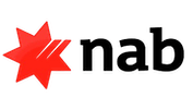 NAB logo with red star and black text on a white background